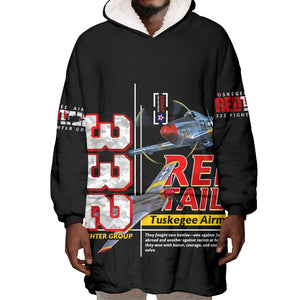 Red Tails Tuskegee Airmen Wearable Blanket Hoodie 332nd Fighter Group WWII Legacy Tribute - African Pride