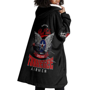 Red Tails Tuskegee Airmen Wearable Blanket Hoodie 332nd Fighter Group WWII Legacy Tribute - African Pride