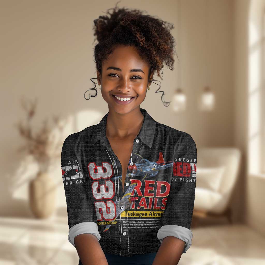 Red Tails Tuskegee Airmen Women Casual Shirt 332nd Fighter Group WWII Legacy Tribute - African Pride
