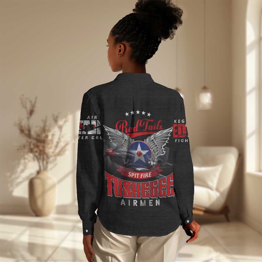 Red Tails Tuskegee Airmen Women Casual Shirt 332nd Fighter Group WWII Legacy Tribute - African Pride