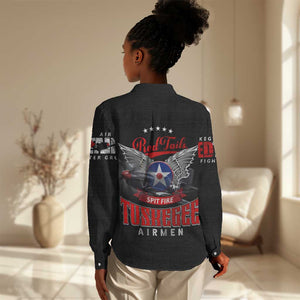 Red Tails Tuskegee Airmen Women Casual Shirt 332nd Fighter Group WWII Legacy Tribute - African Pride