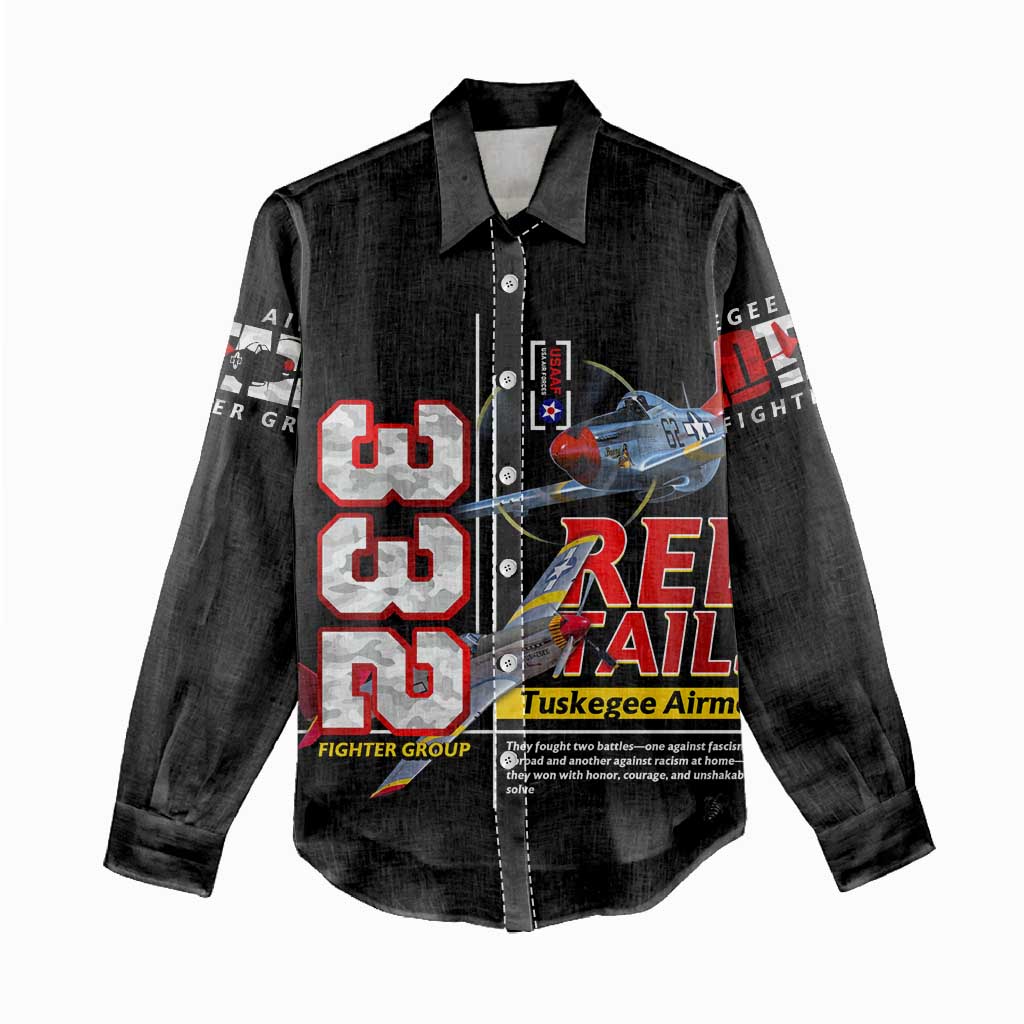 Red Tails Tuskegee Airmen Women Casual Shirt 332nd Fighter Group WWII Legacy Tribute - African Pride