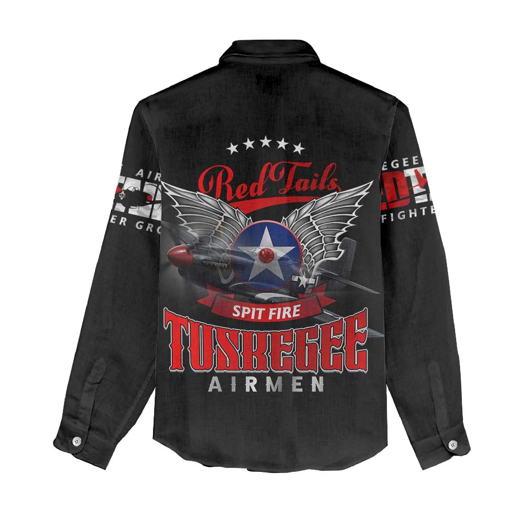 Red Tails Tuskegee Airmen Women Casual Shirt 332nd Fighter Group WWII Legacy Tribute - African Pride