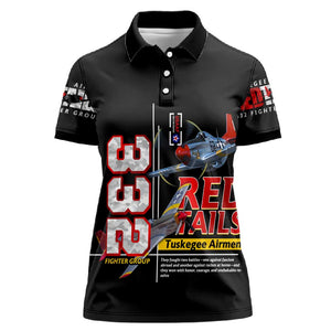 Red Tails Tuskegee Airmen Women Polo Shirt 332nd Fighter Group WWII Legacy Tribute - African Pride
