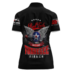 Red Tails Tuskegee Airmen Women Polo Shirt 332nd Fighter Group WWII Legacy Tribute - African Pride