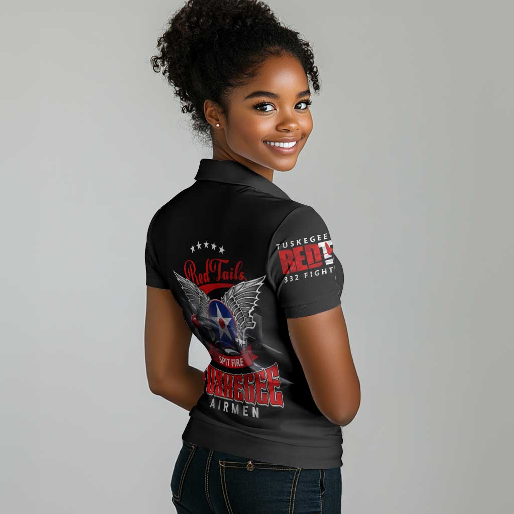 Red Tails Tuskegee Airmen Women Polo Shirt 332nd Fighter Group WWII Legacy Tribute - African Pride