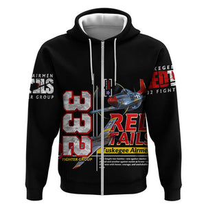Red Tails Tuskegee Airmen Zip Hoodie 332nd Fighter Group WWII Legacy Tribute - African Pride