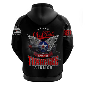 Red Tails Tuskegee Airmen Zip Hoodie 332nd Fighter Group WWII Legacy Tribute - African Pride