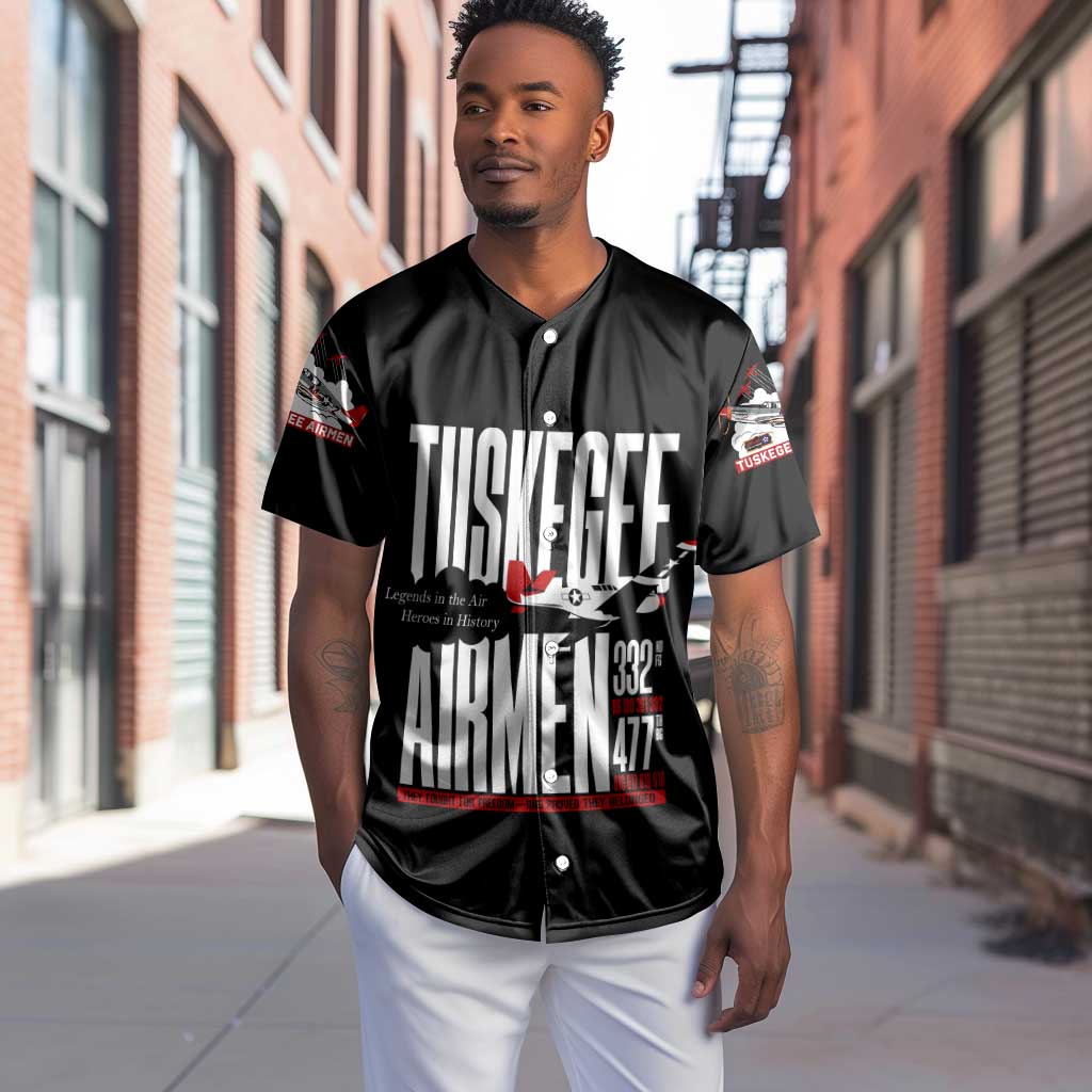 Wings of Honor Tuskegee Airmen Baseball Jersey 332nd 477th Fighter Group Tribute - African Pride