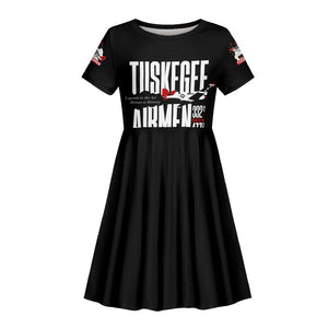 Wings of Honor Tuskegee Airmen Kid Short Sleeve Dress 332nd 477th Fighter Group Tribute - African Pride