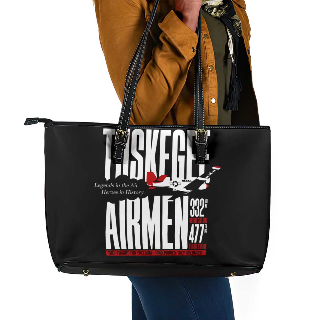 Wings of Honor Tuskegee Airmen Leather Tote Bag 332nd 477th Fighter Group Tribute - African Pride