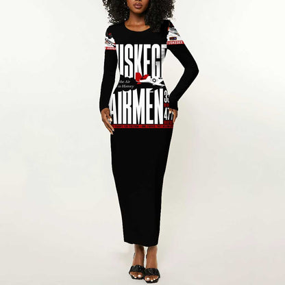 Wings of Honor Tuskegee Airmen Long Sleeve Bodycon Dress 332nd 477th Fighter Group Tribute - African Pride