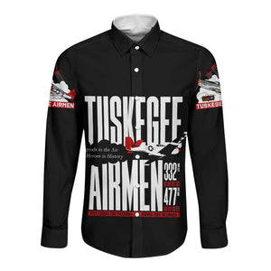 Wings of Honor Tuskegee Airmen Long Sleeve Button Shirt 332nd 477th Fighter Group Tribute - African Pride
