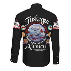 Wings of Honor Tuskegee Airmen Long Sleeve Button Shirt 332nd 477th Fighter Group Tribute - African Pride