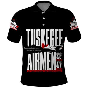 Wings of Honor Tuskegee Airmen Polo Shirt 332nd 477th Fighter Group Tribute - African Pride