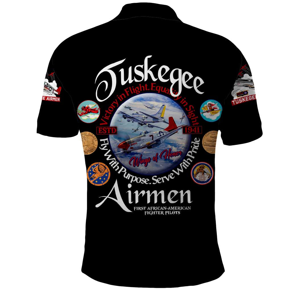 Wings of Honor Tuskegee Airmen Polo Shirt 332nd 477th Fighter Group Tribute - African Pride