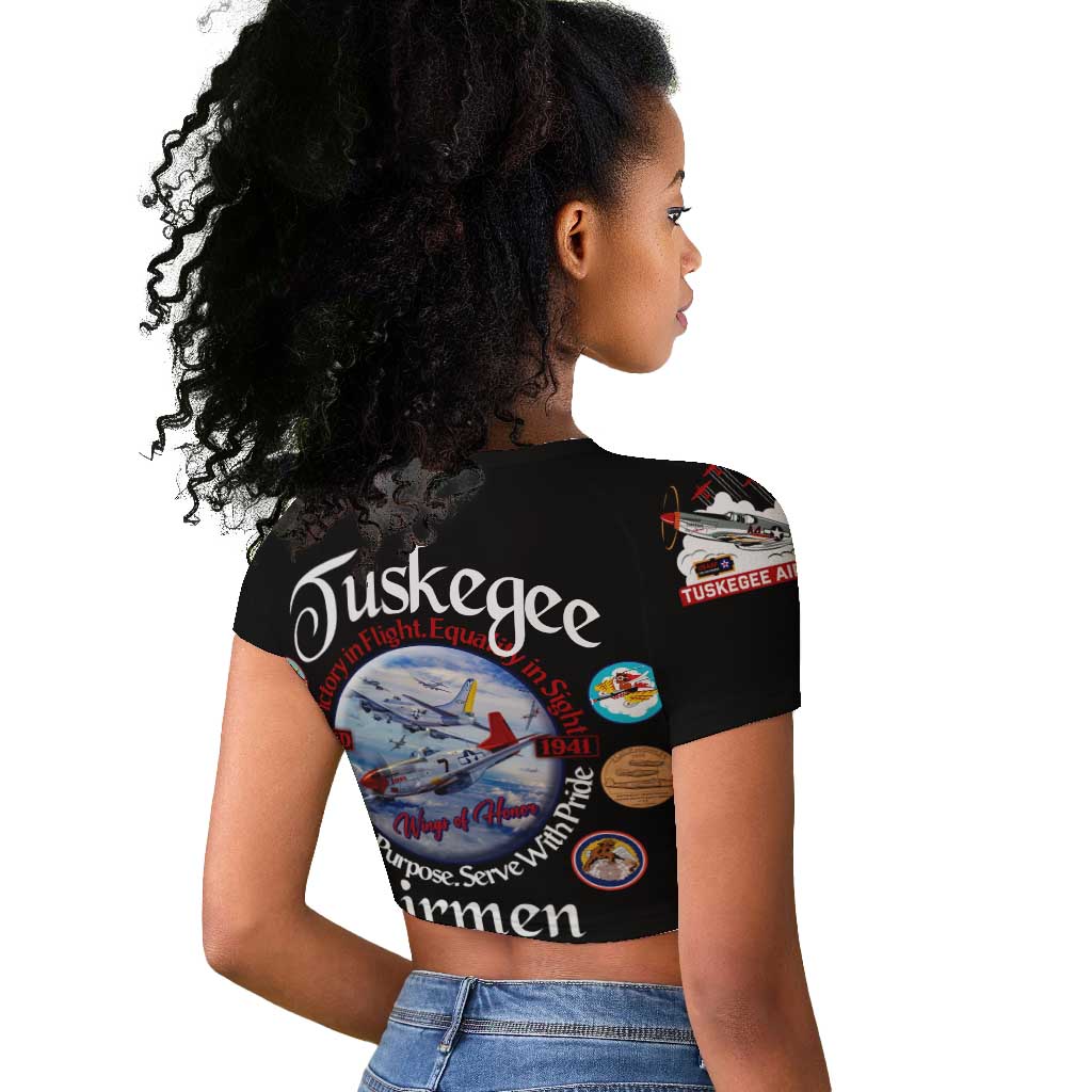 Wings of Honor Tuskegee Airmen Raglan Cropped T shirt 332nd 477th Fighter Group Tribute - African Pride