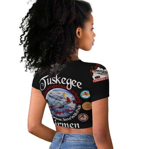 Wings of Honor Tuskegee Airmen Raglan Cropped T shirt 332nd 477th Fighter Group Tribute - African Pride