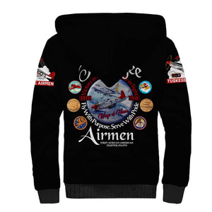 Wings of Honor Tuskegee Airmen Sherpa Hoodie 332nd 477th Fighter Group Tribute - African Pride