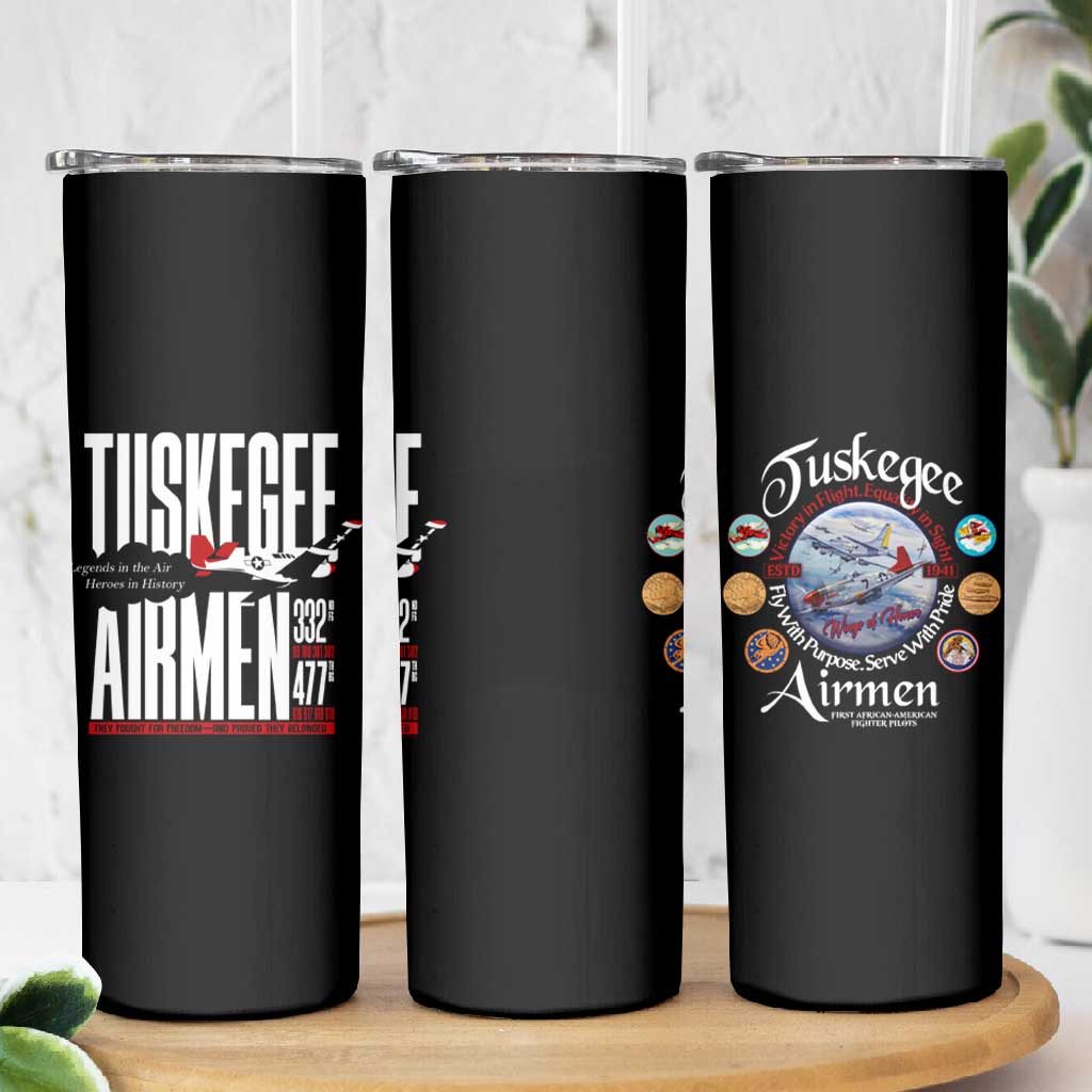 Wings of Honor Tuskegee Airmen Skinny Tumbler 332nd 477th Fighter Group Tribute - African Pride