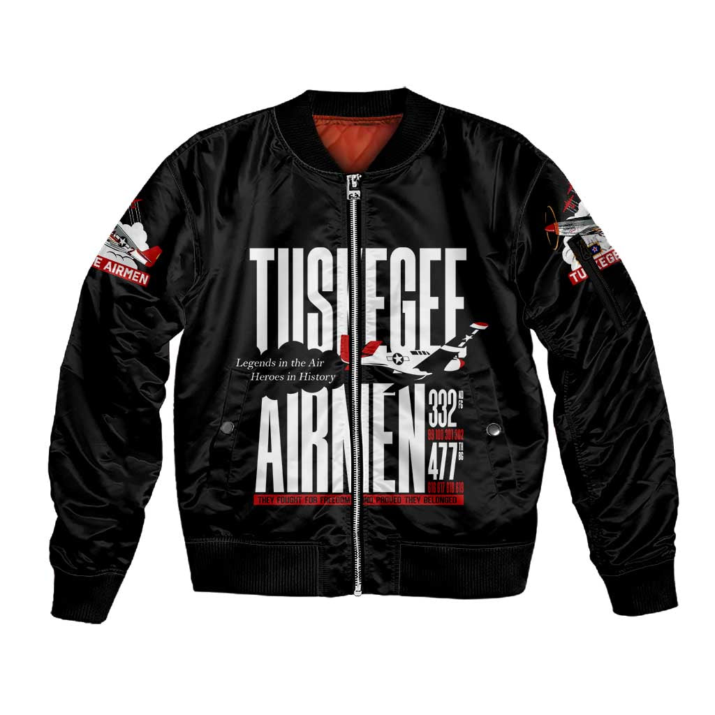 Wings of Honor Tuskegee Airmen Sleeve Zip Bomber Jacket 332nd 477th Fighter Group Tribute - African Pride