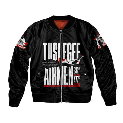 Wings of Honor Tuskegee Airmen Sleeve Zip Bomber Jacket 332nd 477th Fighter Group Tribute - African Pride