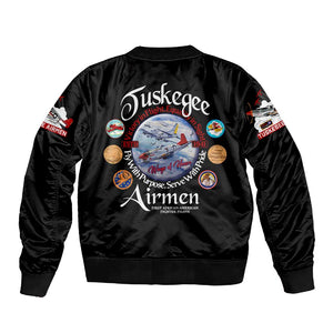 Wings of Honor Tuskegee Airmen Sleeve Zip Bomber Jacket 332nd 477th Fighter Group Tribute - African Pride