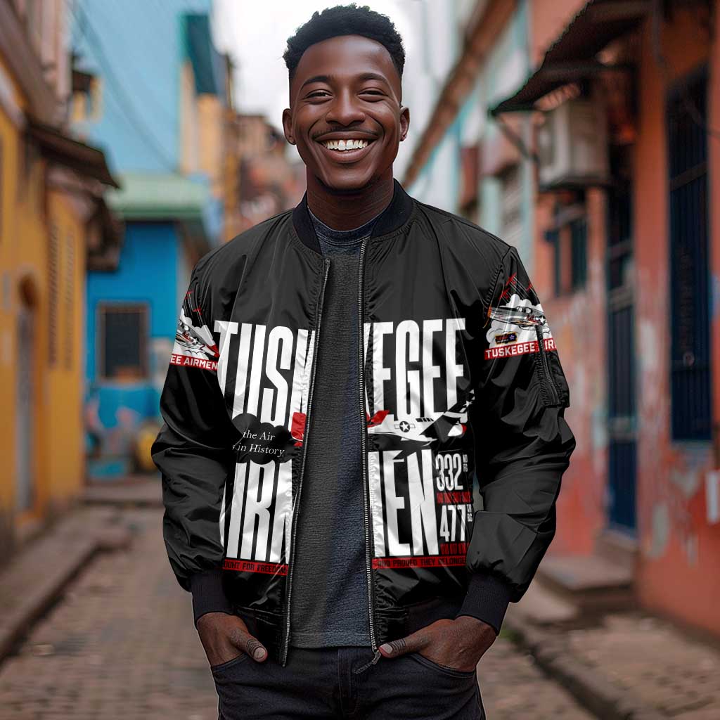Wings of Honor Tuskegee Airmen Sleeve Zip Bomber Jacket 332nd 477th Fighter Group Tribute - African Pride