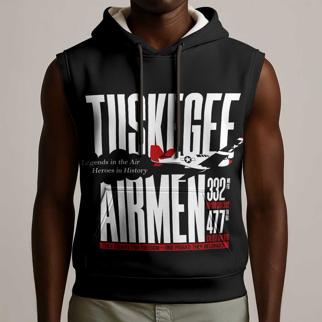 Wings of Honor Tuskegee Airmen Sleeveless Hoodie 332nd 477th Fighter Group Tribute - African Pride