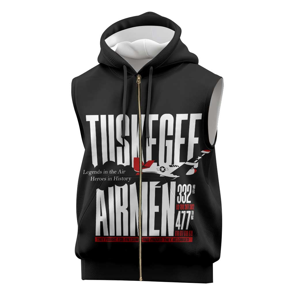 Wings of Honor Tuskegee Airmen Sleeveless Zip Hoodie 332nd 477th Fighter Group Tribute - African Pride