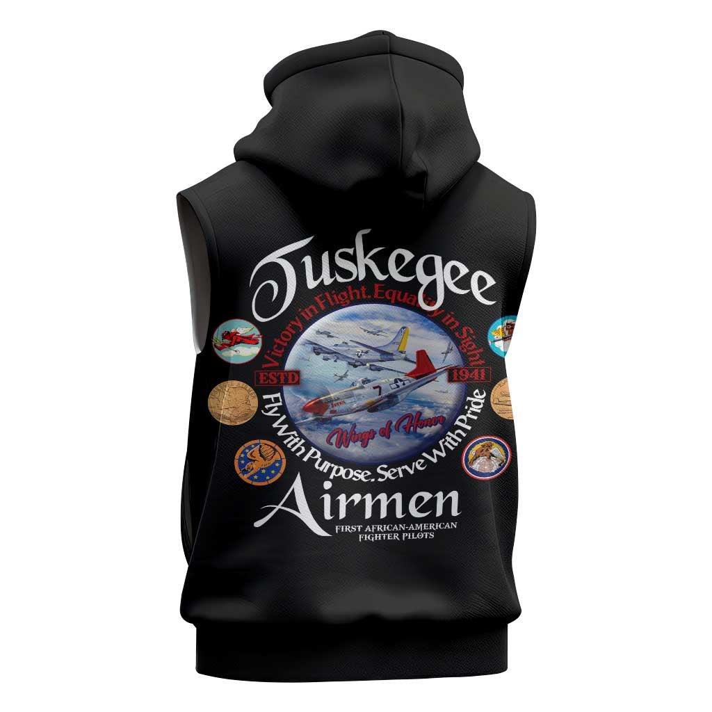 Wings of Honor Tuskegee Airmen Sleeveless Zip Hoodie 332nd 477th Fighter Group Tribute - African Pride