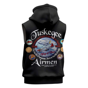 Wings of Honor Tuskegee Airmen Sleeveless Zip Hoodie 332nd 477th Fighter Group Tribute - African Pride