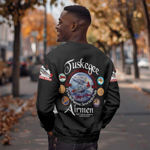 Wings of Honor Tuskegee Airmen Sweatshirt 332nd 477th Fighter Group Tribute - African Pride