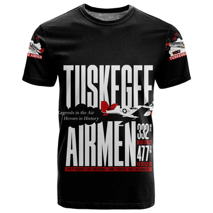 Wings of Honor Tuskegee Airmen T shirt 332nd 477th Fighter Group Tribute - African Pride