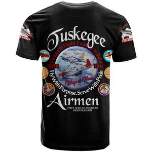 Wings of Honor Tuskegee Airmen T shirt 332nd 477th Fighter Group Tribute - African Pride