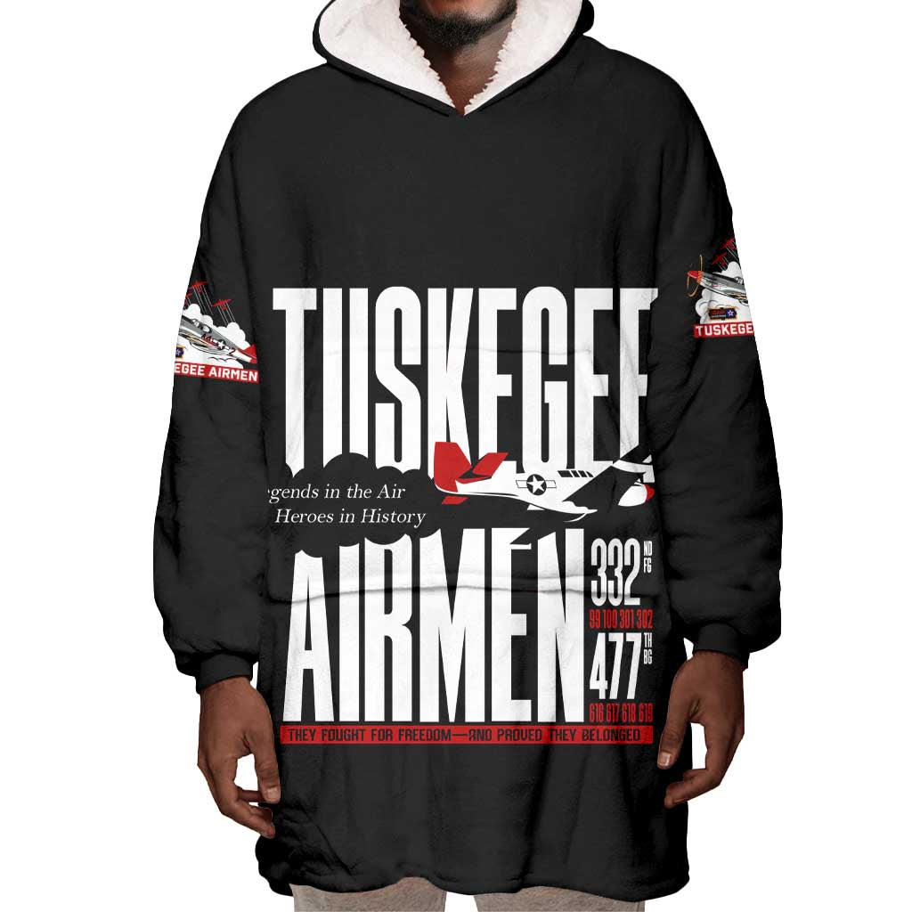 Wings of Honor Tuskegee Airmen Wearable Blanket Hoodie 332nd 477th Fighter Group Tribute - African Pride