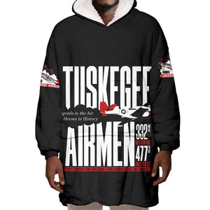 Wings of Honor Tuskegee Airmen Wearable Blanket Hoodie 332nd 477th Fighter Group Tribute - African Pride