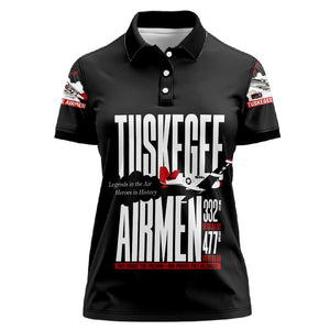 Wings of Honor Tuskegee Airmen Women Polo Shirt 332nd 477th Fighter Group Tribute - African Pride