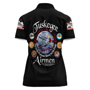 Wings of Honor Tuskegee Airmen Women Polo Shirt 332nd 477th Fighter Group Tribute - African Pride