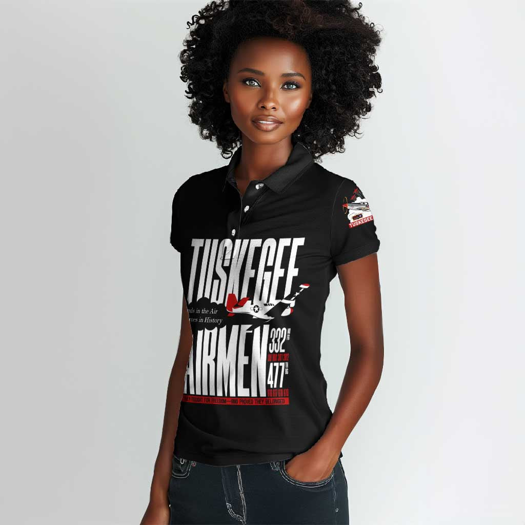 Wings of Honor Tuskegee Airmen Women Polo Shirt 332nd 477th Fighter Group Tribute - African Pride