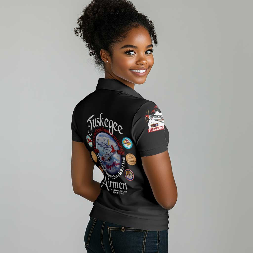 Wings of Honor Tuskegee Airmen Women Polo Shirt 332nd 477th Fighter Group Tribute - African Pride