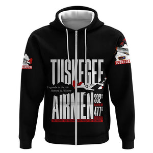 Wings of Honor Tuskegee Airmen Zip Hoodie 332nd 477th Fighter Group Tribute - African Pride