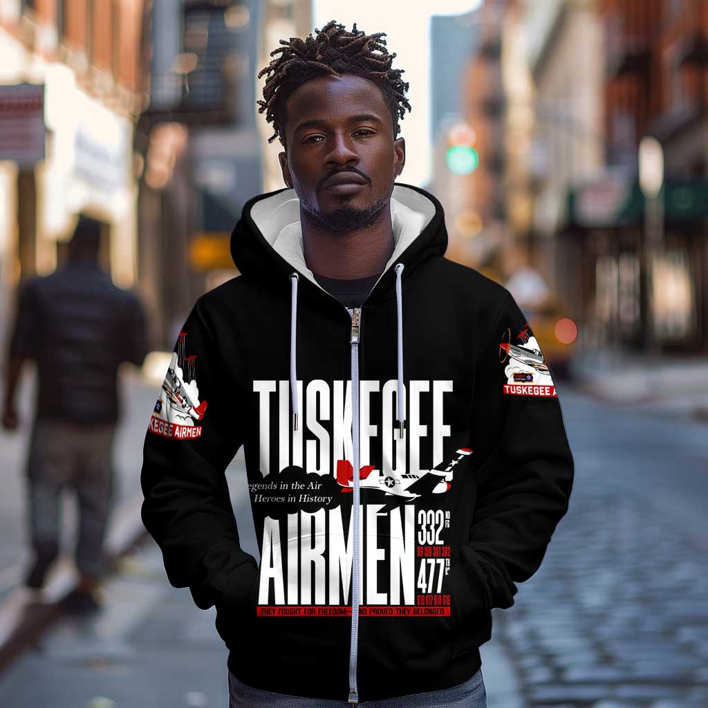 Wings of Honor Tuskegee Airmen Zip Hoodie 332nd 477th Fighter Group Tribute - African Pride