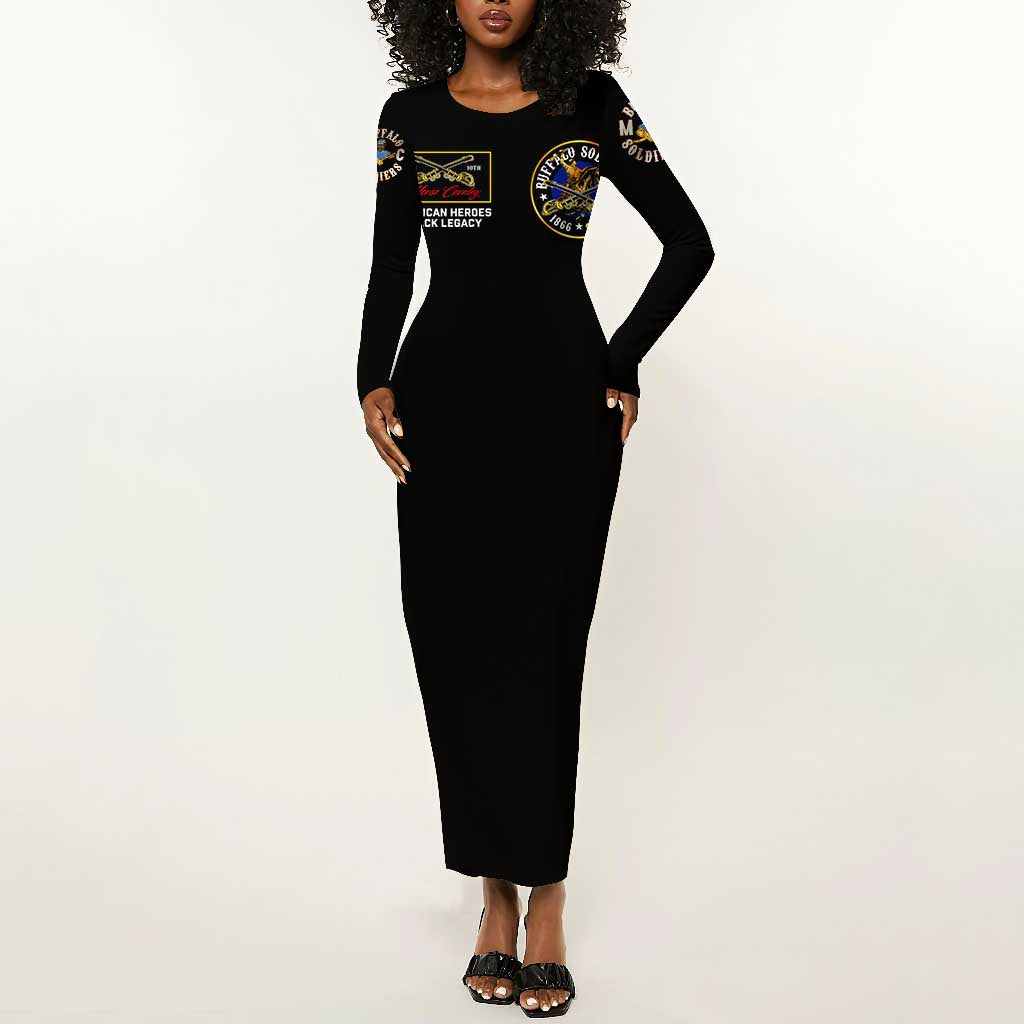 Buffalo Soldiers Long Sleeve Bodycon Dress 1866-1944 African American Black Heros Legacy - African Pride