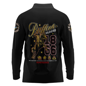 Buffalo Soldiers Long Sleeve Polo Shirt 1866-1944 African American Black Heros Legacy - African Pride