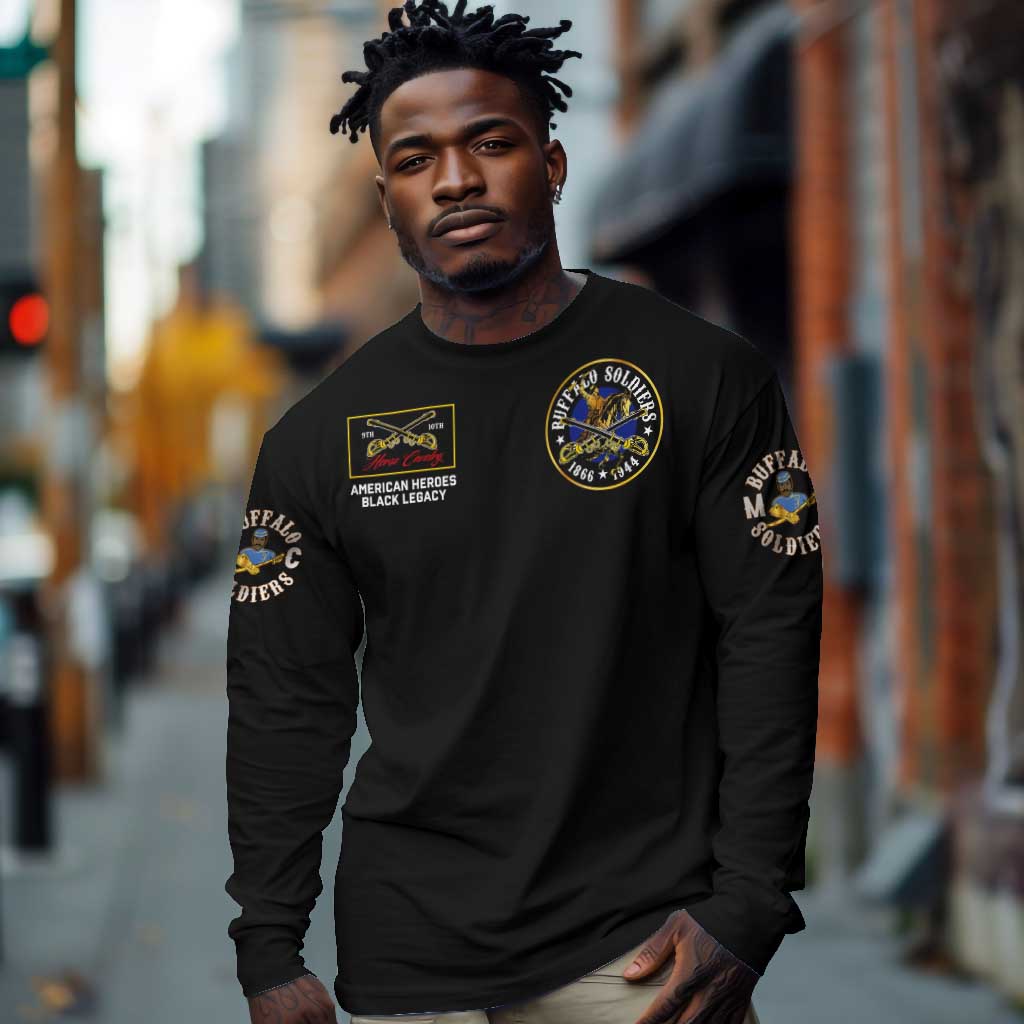 Buffalo Soldiers Long Sleeve Shirt 1866-1944 African American Black Heros Legacy - African Pride
