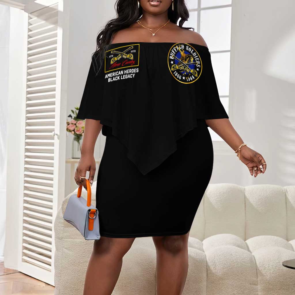 Buffalo Soldiers Off Shoulder Short Dress 1866-1944 African American Black Heros Legacy - African Pride