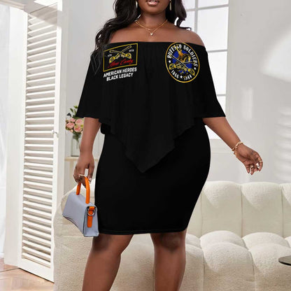 Buffalo Soldiers Off Shoulder Short Dress 1866-1944 African American Black Heros Legacy - African Pride