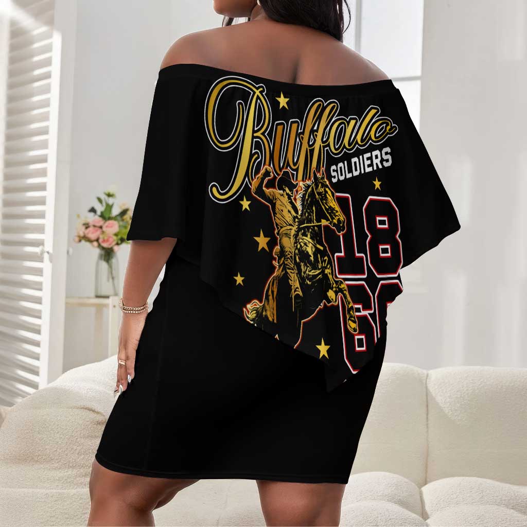 Buffalo Soldiers Off Shoulder Short Dress 1866-1944 African American Black Heros Legacy - African Pride