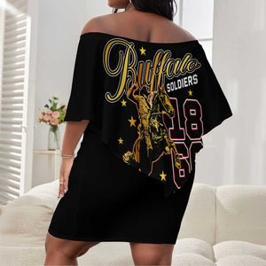 Buffalo Soldiers Off Shoulder Short Dress 1866-1944 African American Black Heros Legacy - African Pride